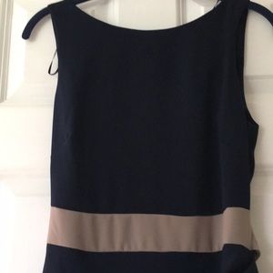 UK 10/ US 6 Navy and Tan Closet Cocktail Dress